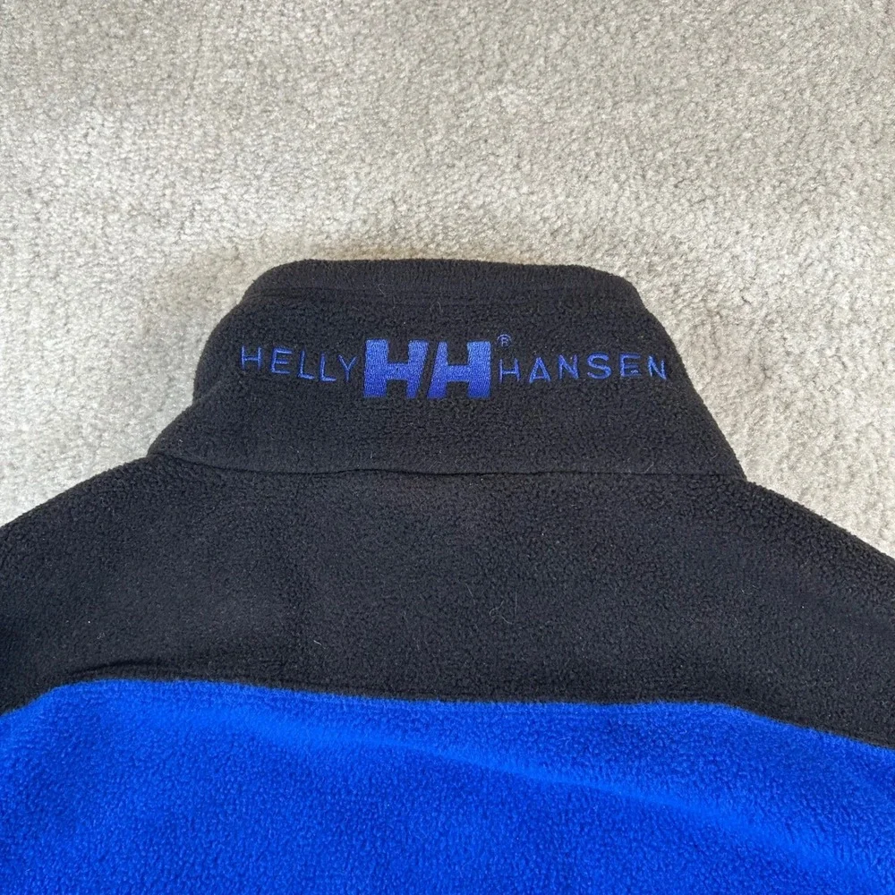 Vintage Helly Hansen Men's Fleece Vest Blue Black Full Zip Mock Neck PG-U Size M